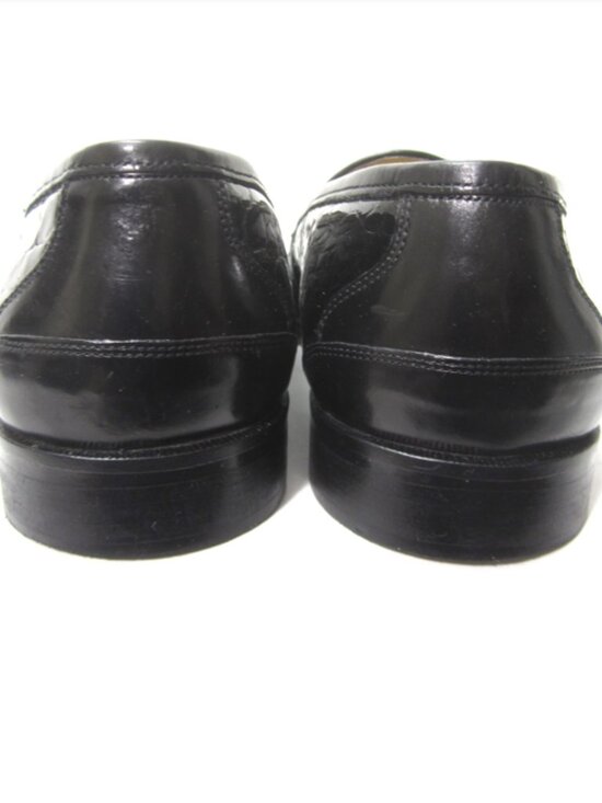 Johnston & Murphy Made Italy Mens Sz 12 M EUC Croc Black Patent Leather Loafers main image 4